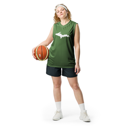 Michigan Upper Peninsula Basketball Jersey (w/ UP Outline) | Unisex - Pine Green