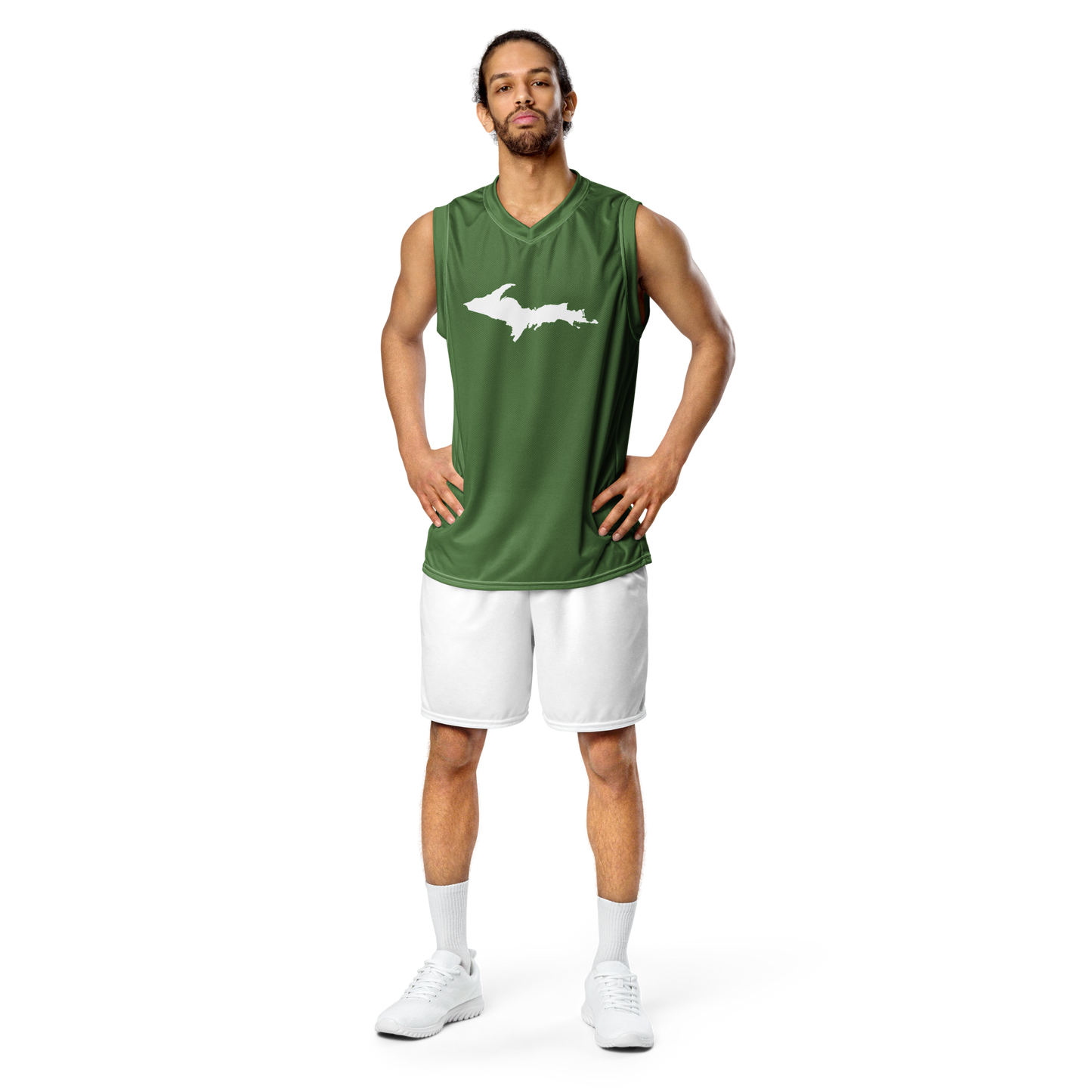 Michigan Upper Peninsula Basketball Jersey (w/ UP Outline) | Unisex - Pine Green