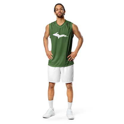 Michigan Upper Peninsula Basketball Jersey (w/ UP Outline) | Unisex - Pine Green