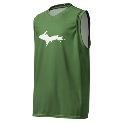 Michigan Upper Peninsula Basketball Jersey (w/ UP Outline) | Unisex - Pine Green