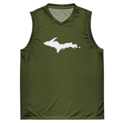 Michigan Upper Peninsula Basketball Jersey (w/ UP Outline) | Unisex - Army Green