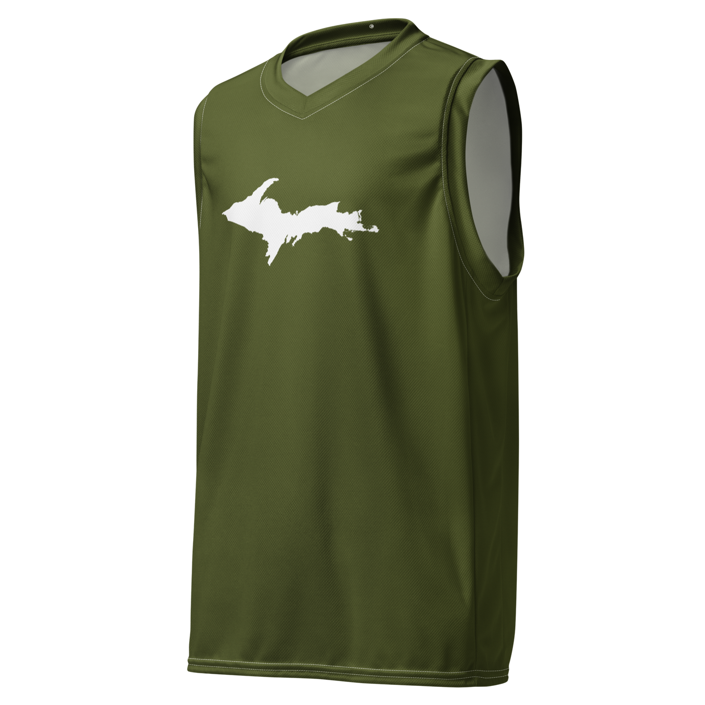 Michigan Upper Peninsula Basketball Jersey (w/ UP Outline) | Unisex - Army Green