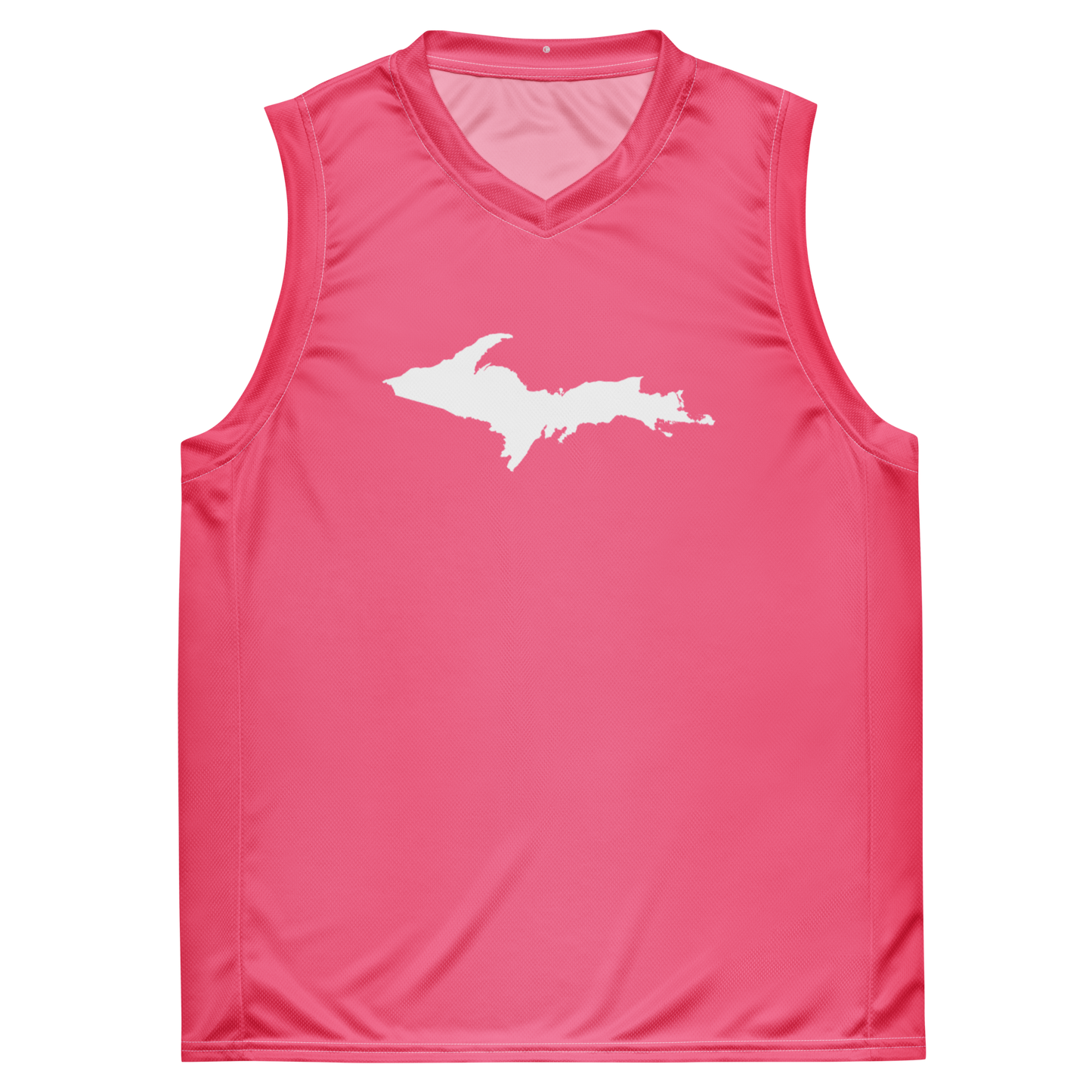 Michigan Upper Peninsula Basketball Jersey (w/ UP Outline) | Unisex - Rhodochrosite Pink