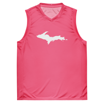 Michigan Upper Peninsula Basketball Jersey (w/ UP Outline) | Unisex - Rhodochrosite Pink