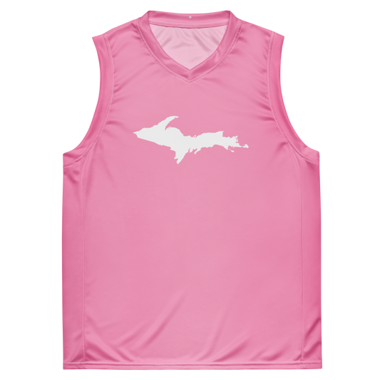 Michigan Upper Peninsula Basketball Jersey (w/ UP Outline) | Unisex - '67 Caddie Pink