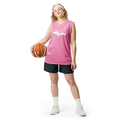 Michigan Upper Peninsula Basketball Jersey (w/ UP Outline) | Unisex - '67 Caddie Pink