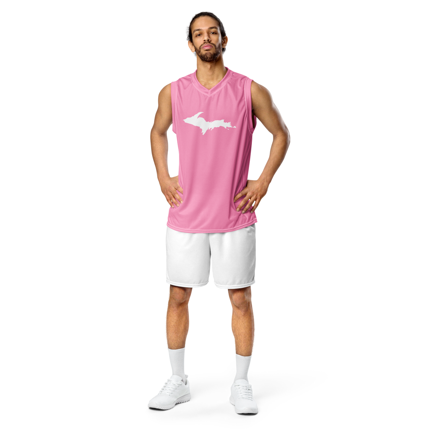 Michigan Upper Peninsula Basketball Jersey (w/ UP Outline) | Unisex - '67 Caddie Pink