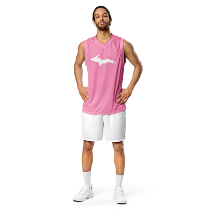 Michigan Upper Peninsula Basketball Jersey (w/ UP Outline) | Unisex - '67 Caddie Pink