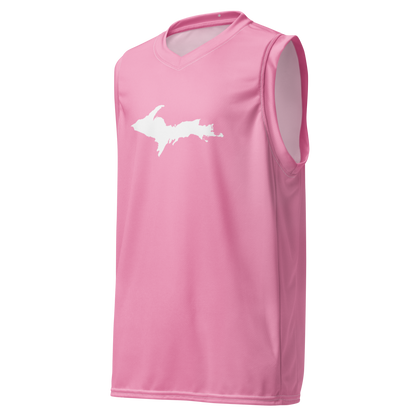 Michigan Upper Peninsula Basketball Jersey (w/ UP Outline) | Unisex - '67 Caddie Pink