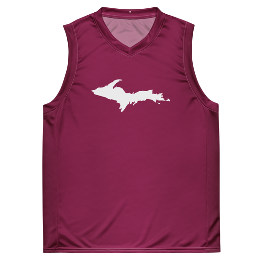 Michigan Upper Peninsula Basketball Jersey (w/ UP Outline) | Unisex - Ruby Red