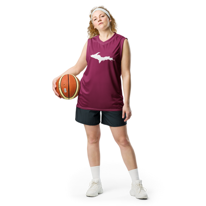 Michigan Upper Peninsula Basketball Jersey (w/ UP Outline) | Unisex - Ruby Red