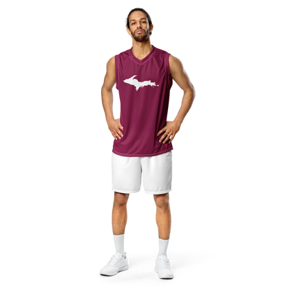 Michigan Upper Peninsula Basketball Jersey (w/ UP Outline) | Unisex - Ruby Red