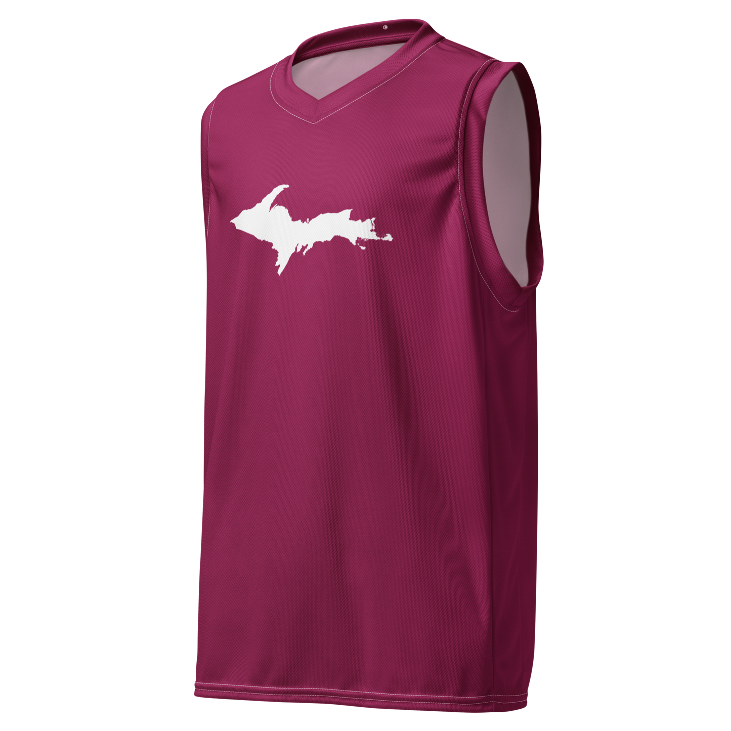 Michigan Upper Peninsula Basketball Jersey (w/ UP Outline) | Unisex - Ruby Red