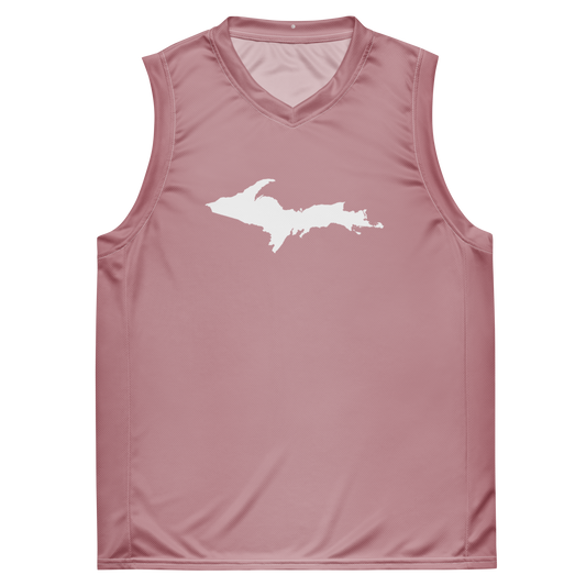 Michigan Upper Peninsula Basketball Jersey (w/ UP Outline) | Unisex - Cherry Blossom Pink