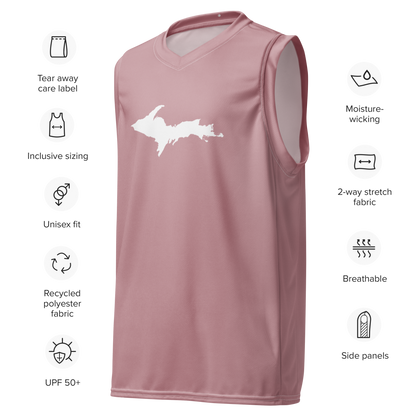 Michigan Upper Peninsula Basketball Jersey (w/ UP Outline) | Unisex - Cherry Blossom Pink