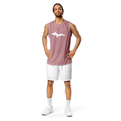 Michigan Upper Peninsula Basketball Jersey (w/ UP Outline) | Unisex - Cherry Blossom Pink