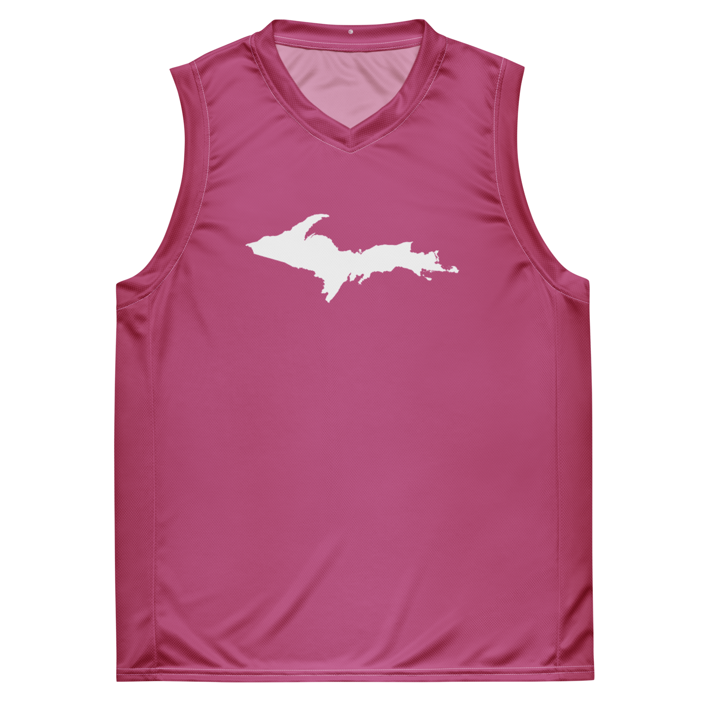 Michigan Upper Peninsula Basketball Jersey (w/ UP Outline) | Unisex - Apple Blossom Pink