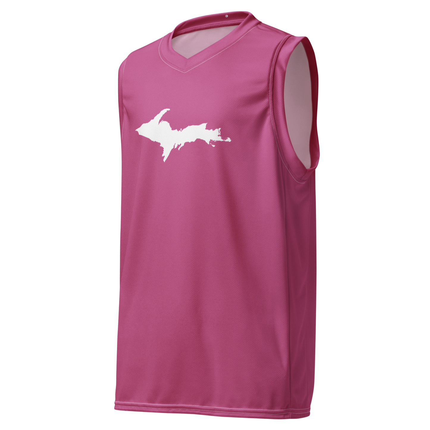 Michigan Upper Peninsula Basketball Jersey (w/ UP Outline) | Unisex - Apple Blossom Pink