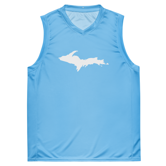 Michigan Upper Peninsula Basketball Jersey (w/ UP Outline) | Unisex - DTW Blue