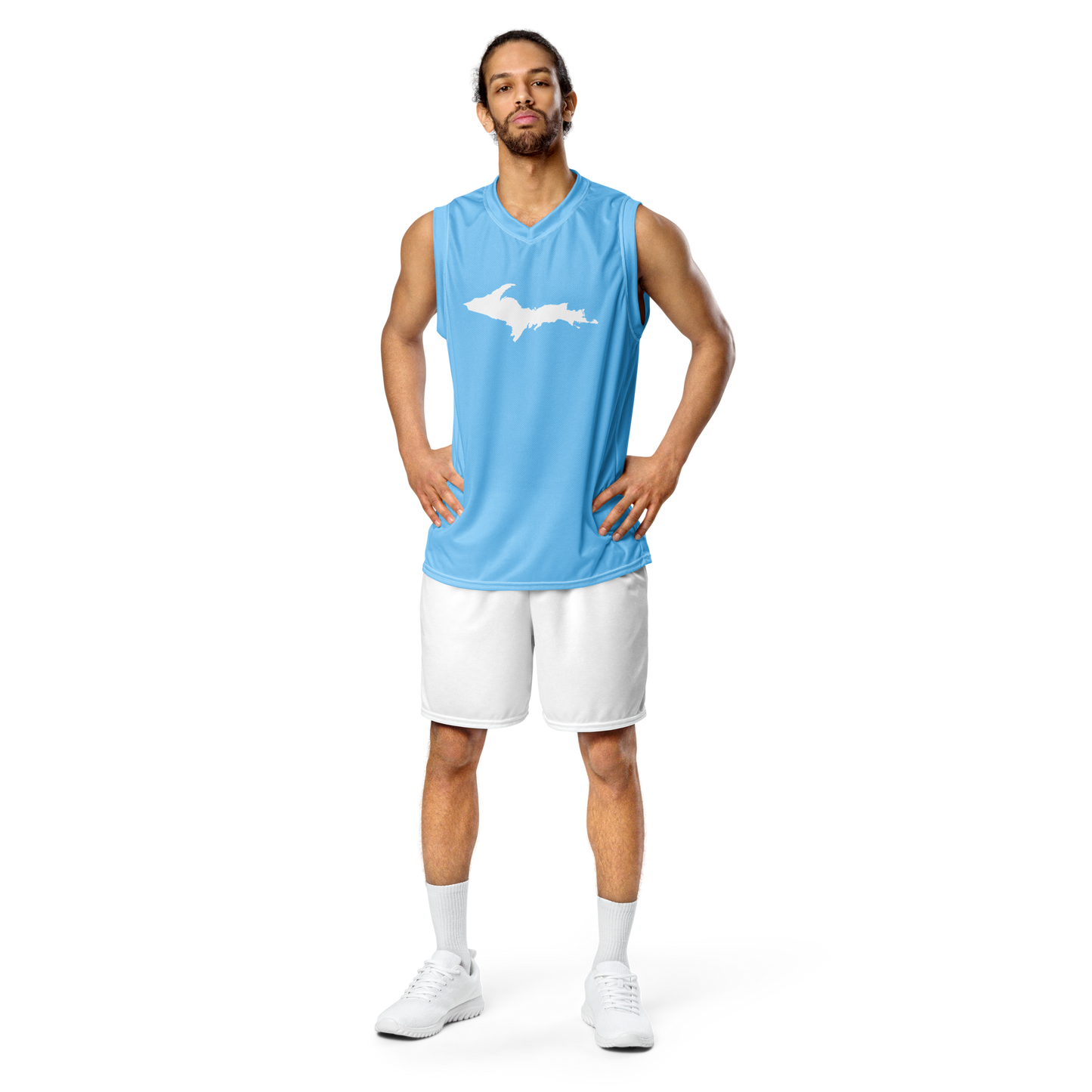 Michigan Upper Peninsula Basketball Jersey (w/ UP Outline) | Unisex - DTW Blue