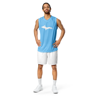 Michigan Upper Peninsula Basketball Jersey (w/ UP Outline) | Unisex - DTW Blue