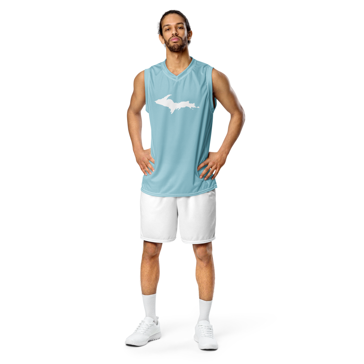 Michigan Upper Peninsula Basketball Jersey (w/ UP Outline) | Unisex - '58 Caddie Blue