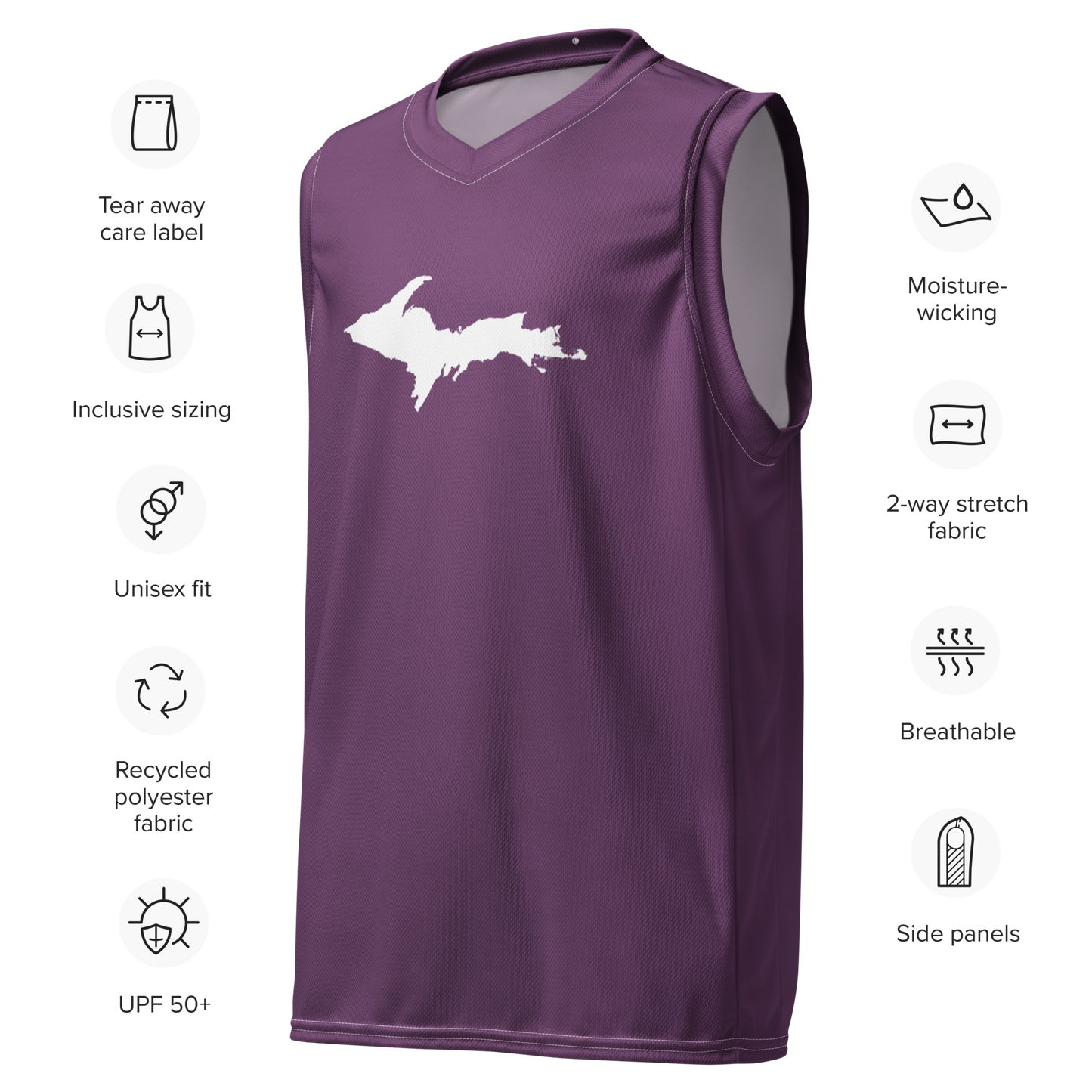 Michigan Upper Peninsula Basketball Jersey (w/ UP Outline) | Unisex - Plum