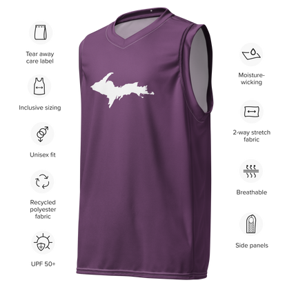 Michigan Upper Peninsula Basketball Jersey (w/ UP Outline) | Unisex - Plum