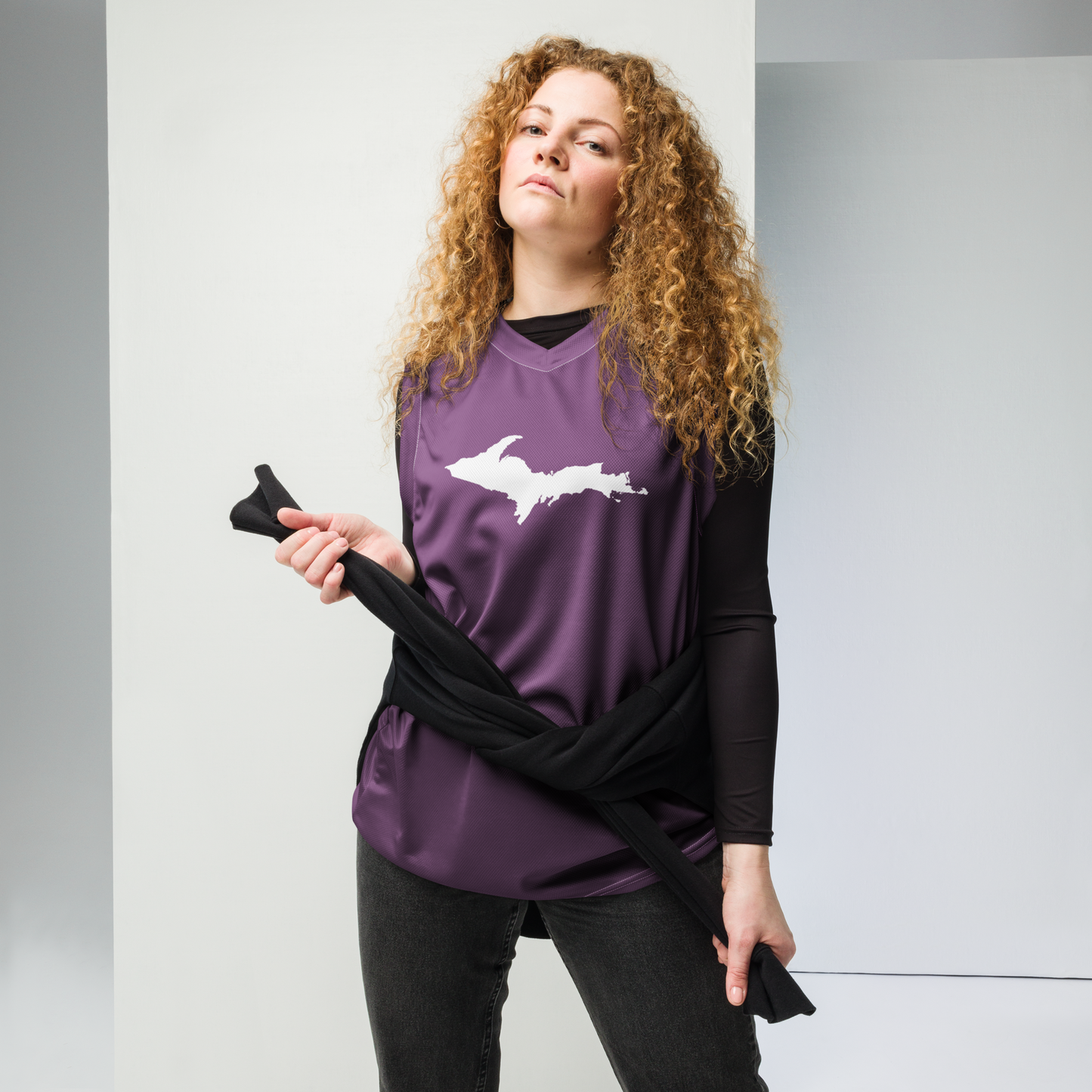 Michigan Upper Peninsula Basketball Jersey (w/ UP Outline) | Unisex - Plum