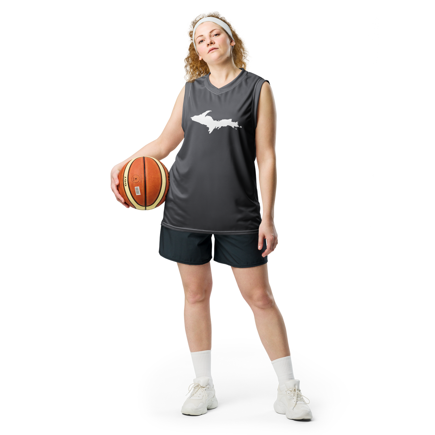 Michigan Upper Peninsula Basketball Jersey (w/ UP Outline) | Unisex - Iron Ore Grey