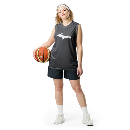 Michigan Upper Peninsula Basketball Jersey (w/ UP Outline) | Unisex - Iron Ore Grey