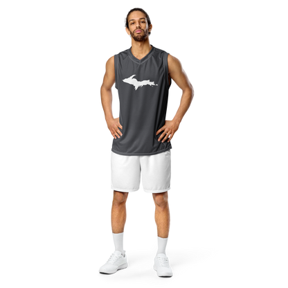 Michigan Upper Peninsula Basketball Jersey (w/ UP Outline) | Unisex - Iron Ore Grey