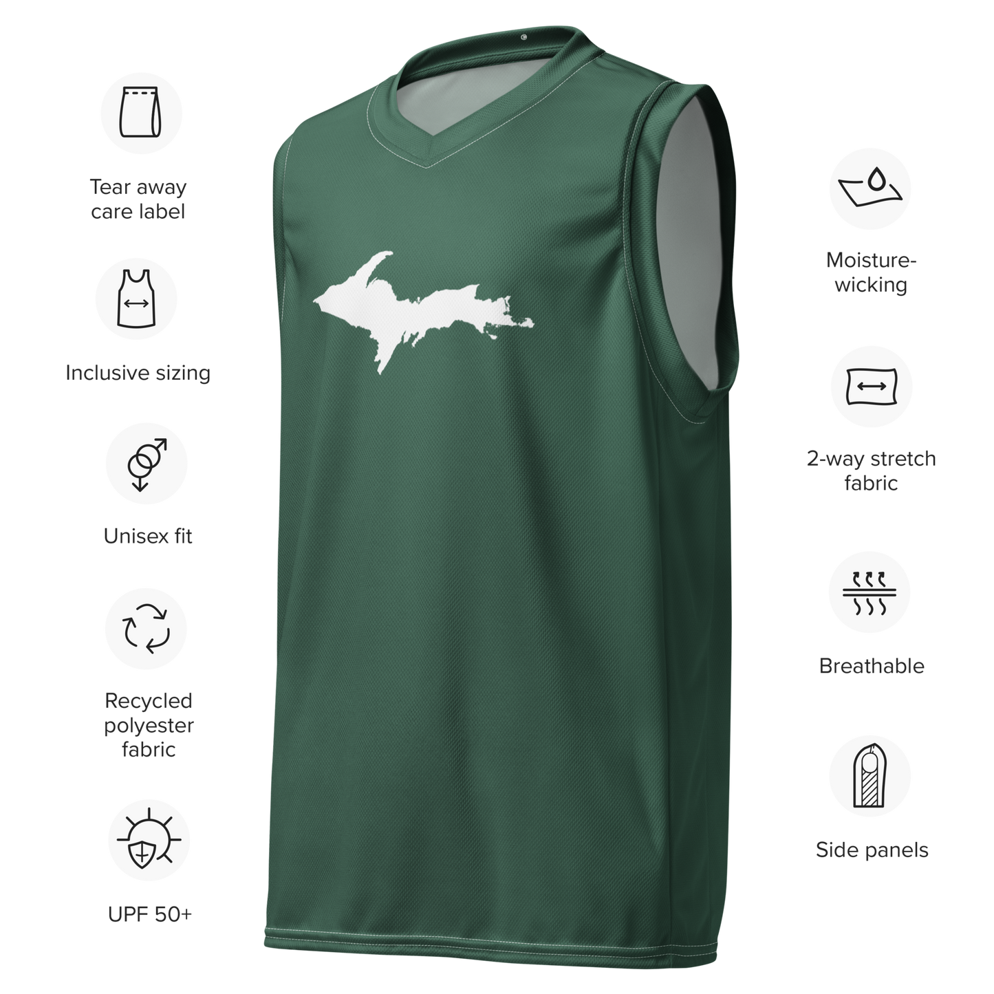 Michigan Upper Peninsula Basketball Jersey (w/ UP Outline) | Unisex - Ginger Ale Green