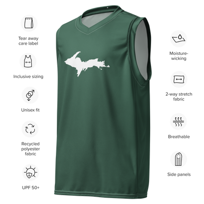 Michigan Upper Peninsula Basketball Jersey (w/ UP Outline) | Unisex - Ginger Ale Green