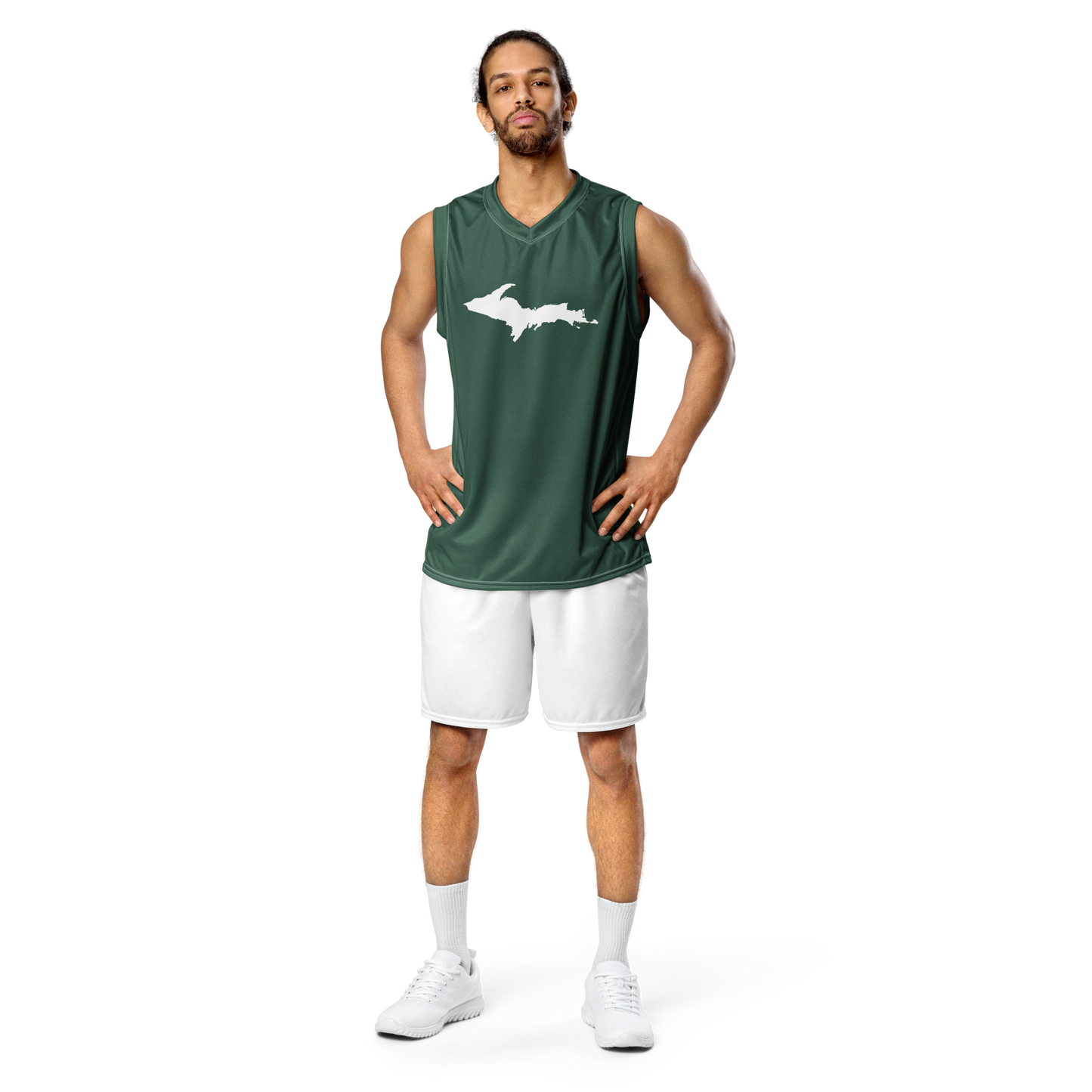 Michigan Upper Peninsula Basketball Jersey (w/ UP Outline) | Unisex - Ginger Ale Green