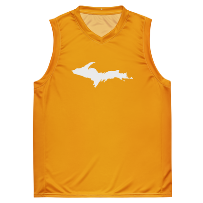 Michigan Upper Peninsula Basketball Jersey (w/ UP Outline) | Unisex - Birch Leaf Orange