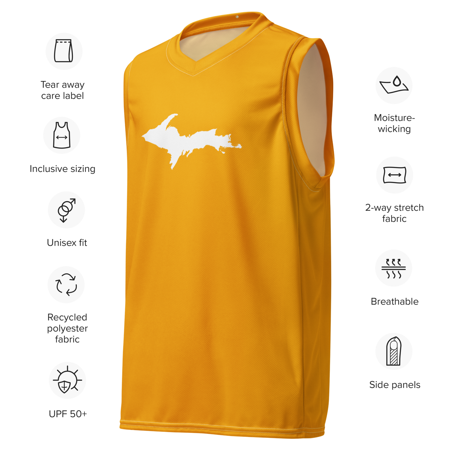 Michigan Upper Peninsula Basketball Jersey (w/ UP Outline) | Unisex - Birch Leaf Orange