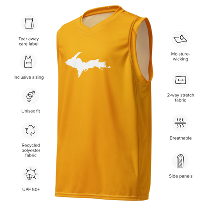 Michigan Upper Peninsula Basketball Jersey (w/ UP Outline) | Unisex - Birch Leaf Orange