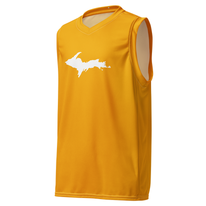 Michigan Upper Peninsula Basketball Jersey (w/ UP Outline) | Unisex - Birch Leaf Orange