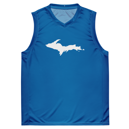 Michigan Upper Peninsula Basketball Jersey (w/ UP Outline) | Unisex - Azure