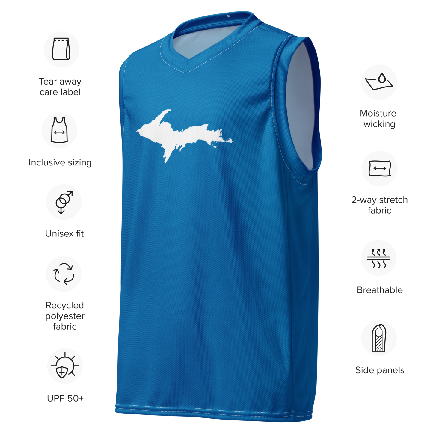 Michigan Upper Peninsula Basketball Jersey (w/ UP Outline) | Unisex - Azure