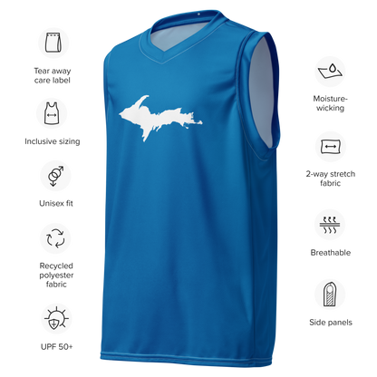 Michigan Upper Peninsula Basketball Jersey (w/ UP Outline) | Unisex - Azure