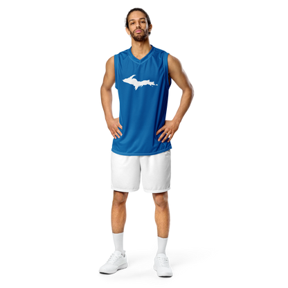 Michigan Upper Peninsula Basketball Jersey (w/ UP Outline) | Unisex - Azure