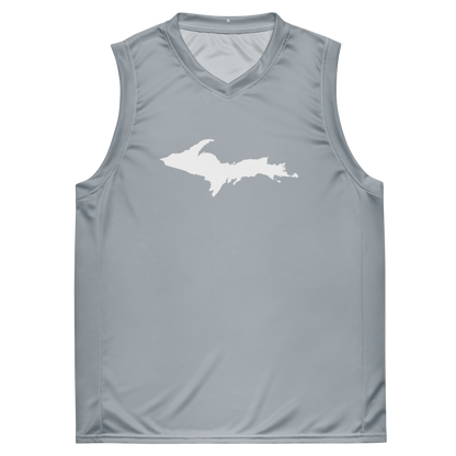 Michigan Upper Peninsula Basketball Jersey (w/ UP Outline) | Unisex - SIlver