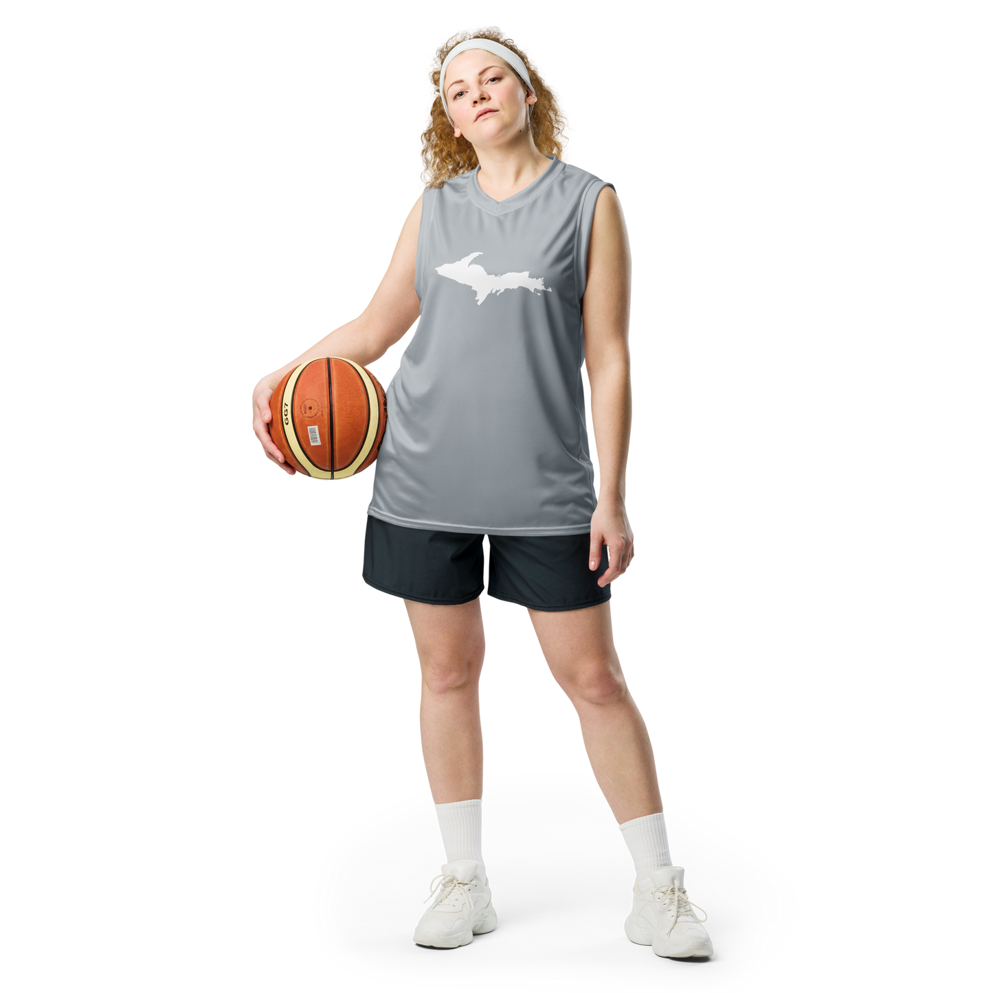 Michigan Upper Peninsula Basketball Jersey (w/ UP Outline) | Unisex - SIlver