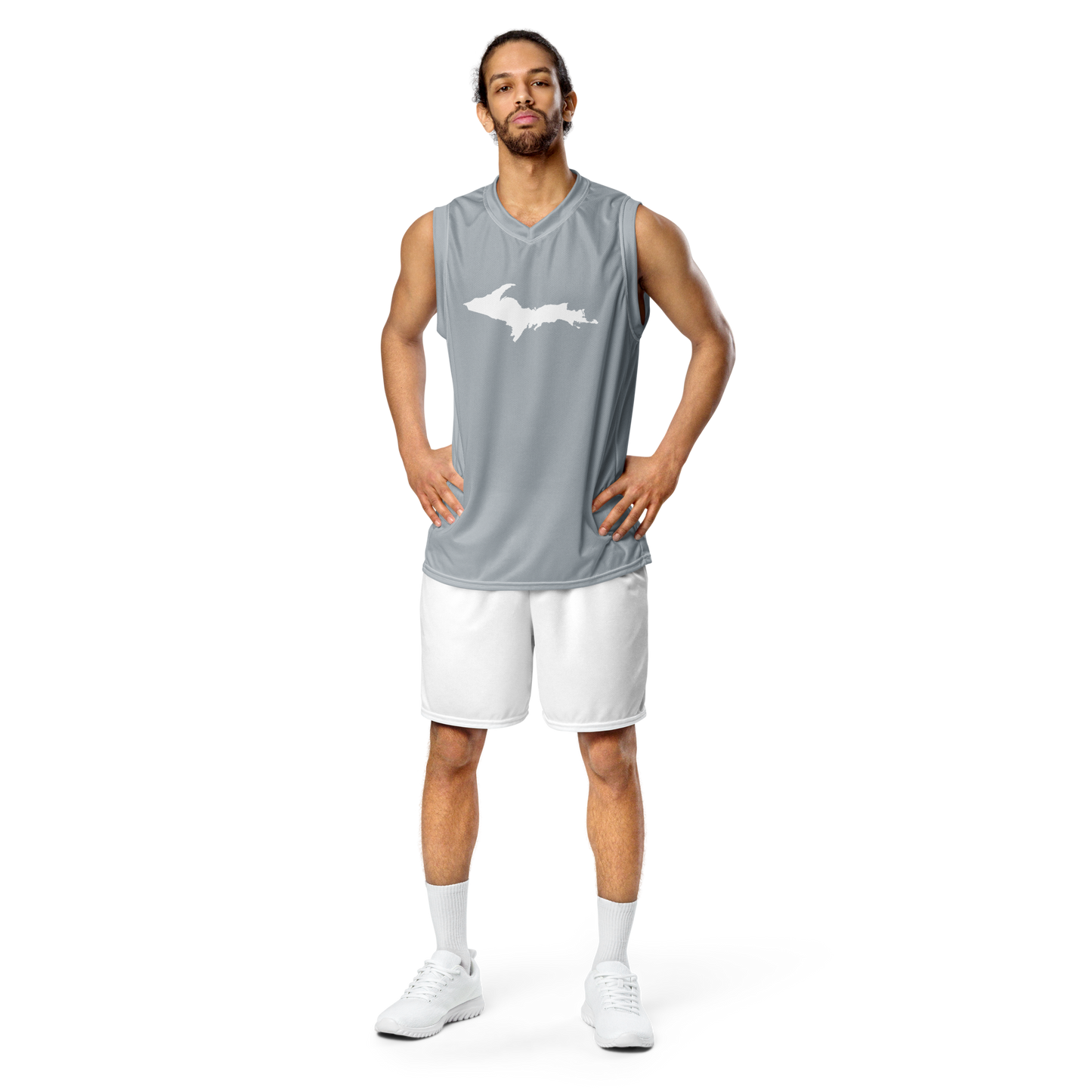 Michigan Upper Peninsula Basketball Jersey (w/ UP Outline) | Unisex - SIlver