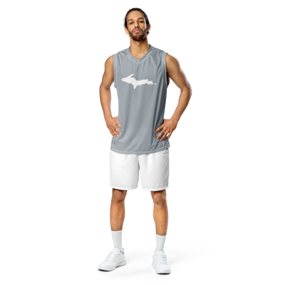 Michigan Upper Peninsula Basketball Jersey (w/ UP Outline) | Unisex - SIlver