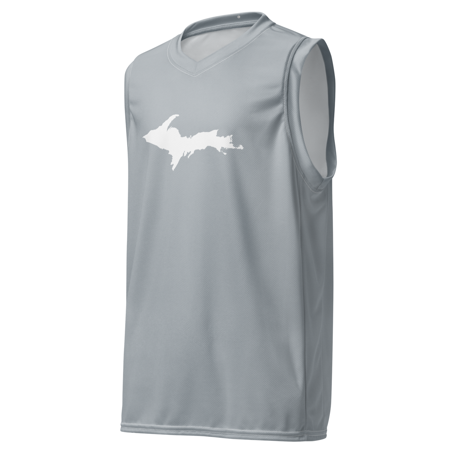 Michigan Upper Peninsula Basketball Jersey (w/ UP Outline) | Unisex - SIlver