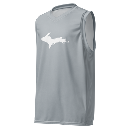 Michigan Upper Peninsula Basketball Jersey (w/ UP Outline) | Unisex - SIlver