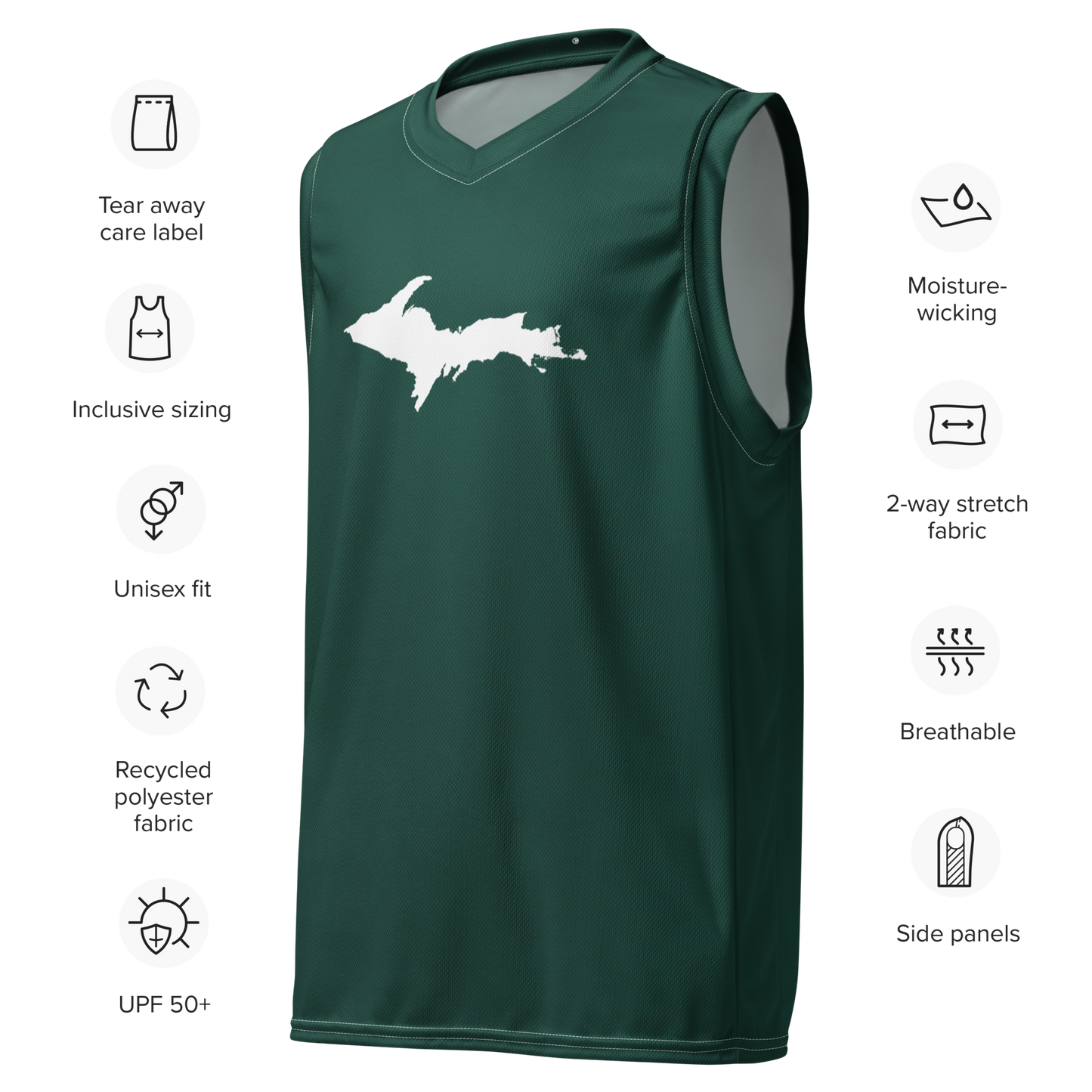 Michigan Upper Peninsula Basketball Jersey (w/ UP Outline) | Unisex - Laconic Green